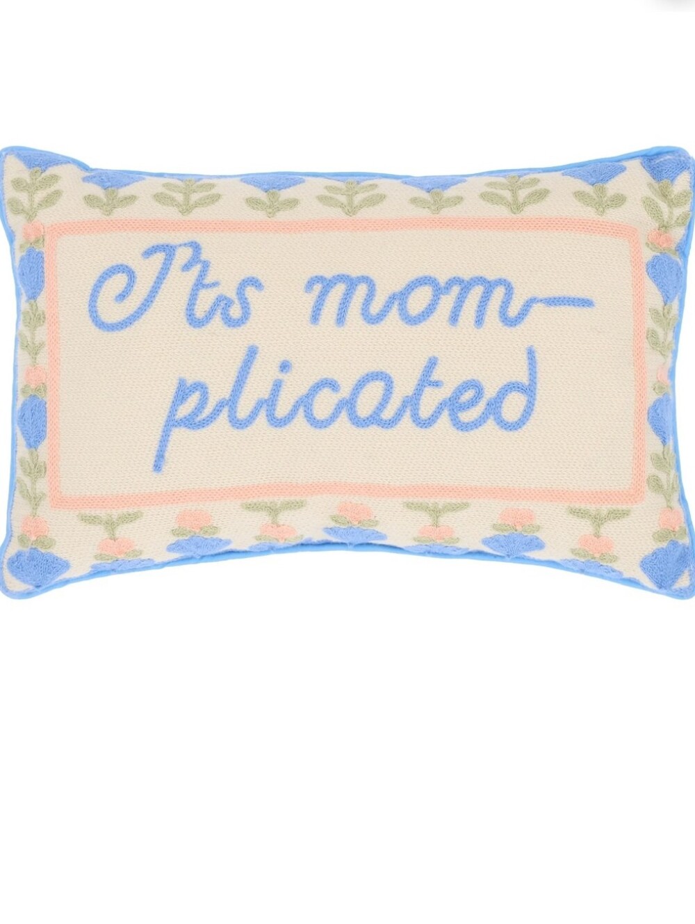 It's Mom-Plicated Decorative Lumbar Pillow, Blue and Pink, 14" x 9", Mother's
